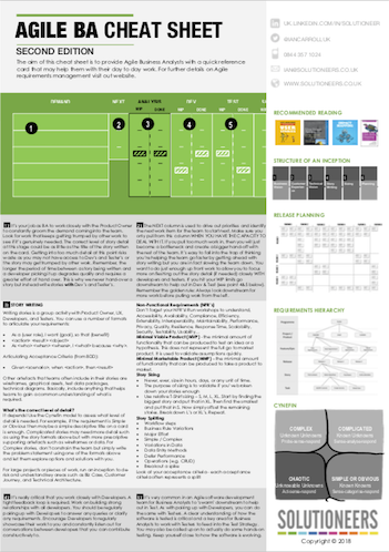 free agile ba cheat sheet